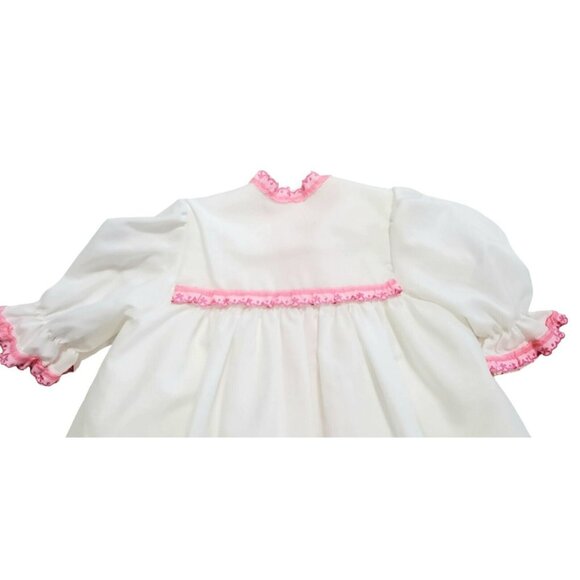 VTG Baby Christening Robe Dress Cover Up Coat Eyelet Lace Embroidered Flowers - Picture 7 of 14